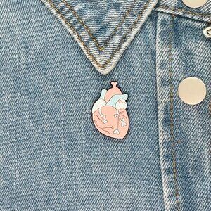 ⭐Anatomical Human Heart Shape Enamel Pin Brooch  Pink Blue Trans Heart Pride New